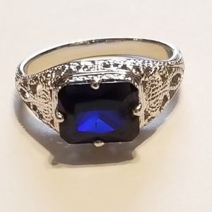 VINTAGE 2 carat Lab Created Sapphire Solitaire